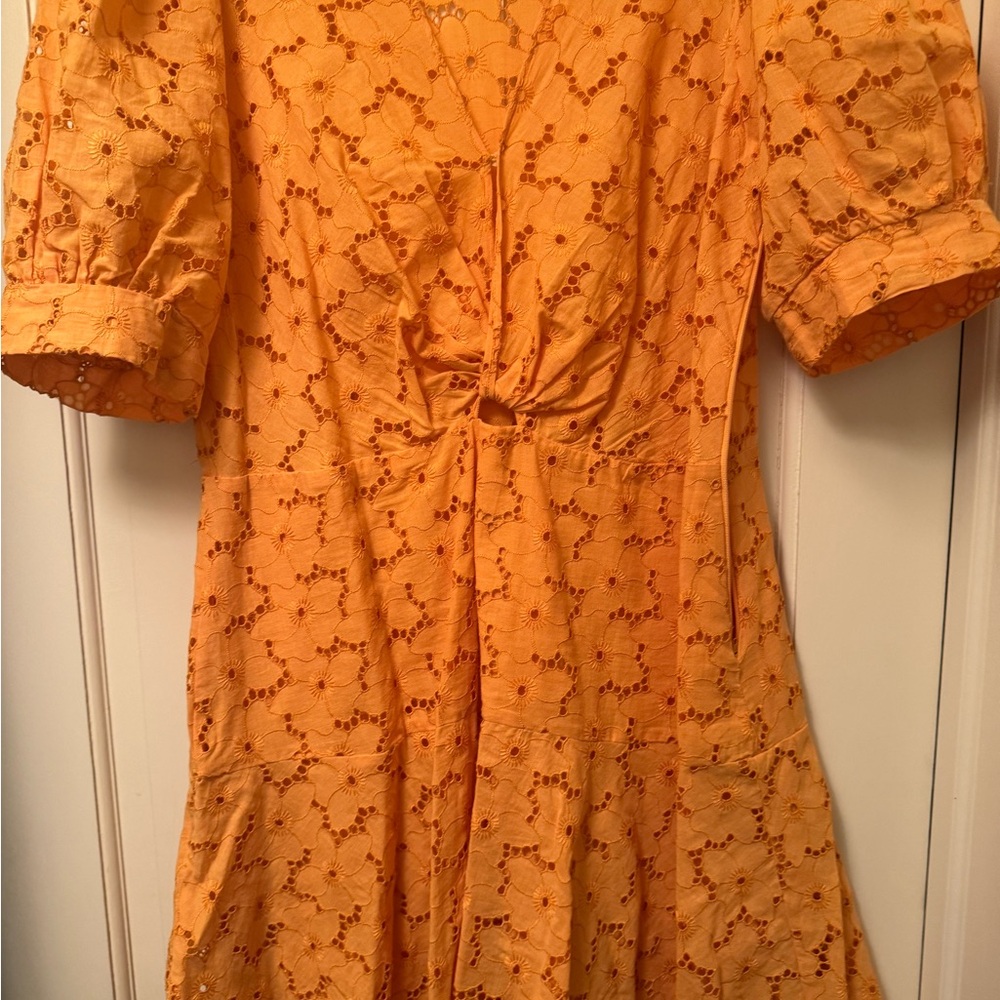 Renuar Vibrant Orange Floral Lace Dress